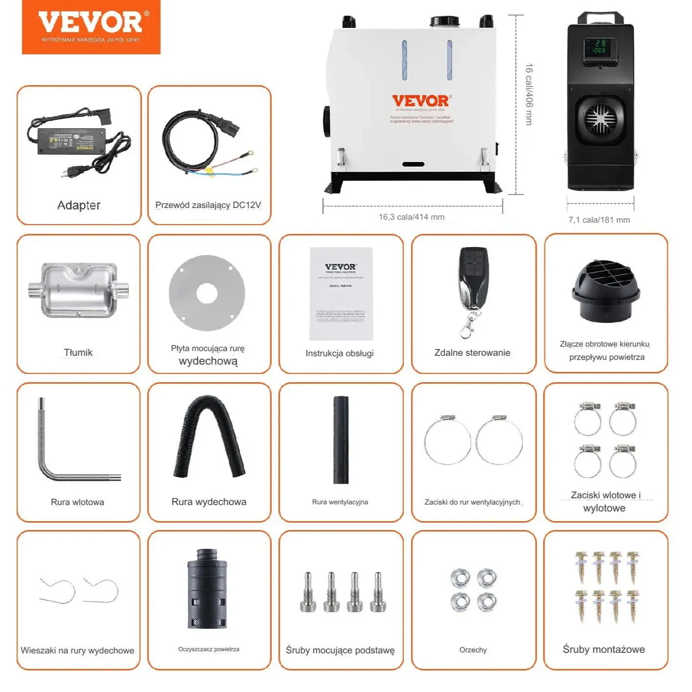Nagrzewnica diesel 5kW 8kW postojowa zdalny pilot LCD do kampera vana - obrazek 3