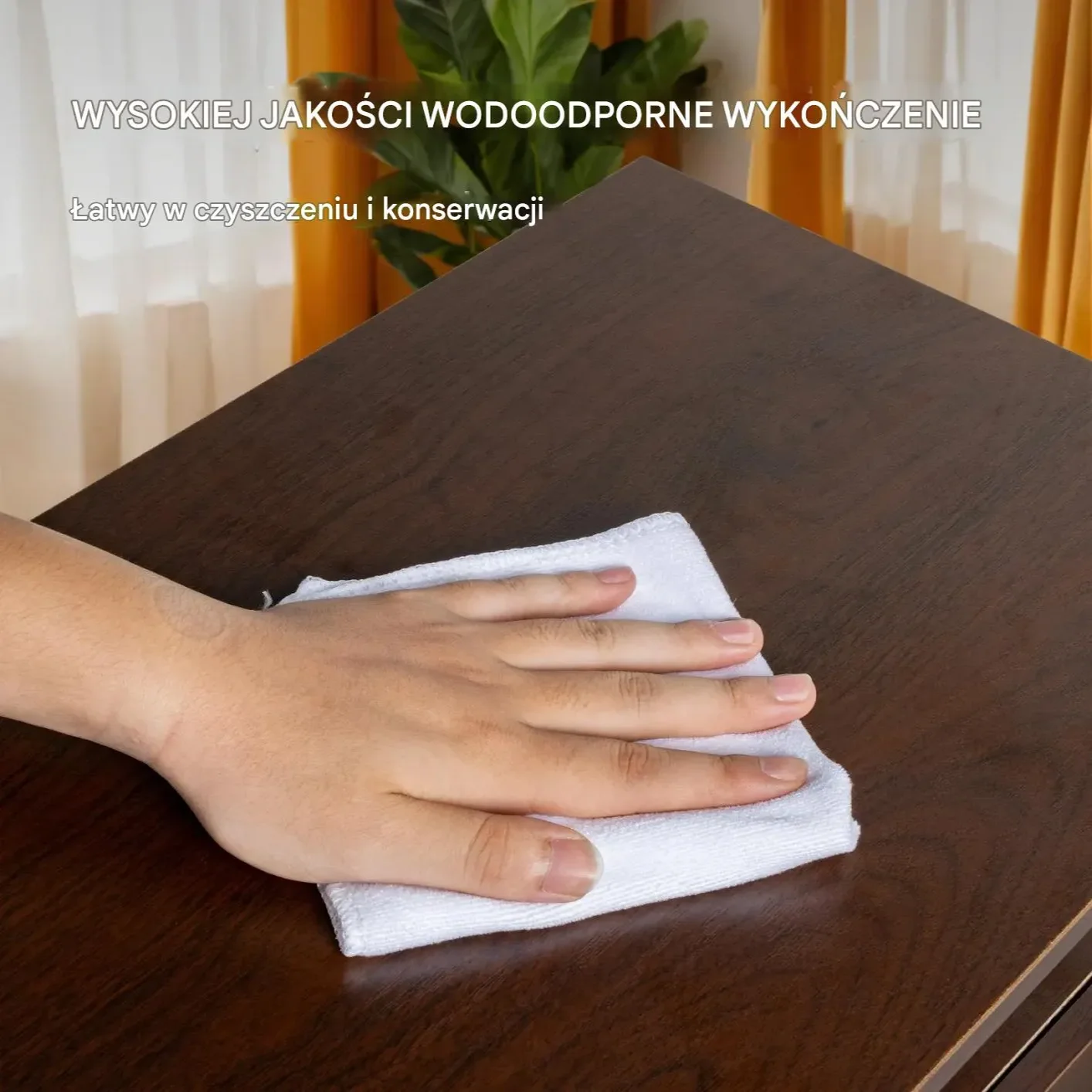 Stolik nocny wąski z szufladą USB i gniazdkami do sypialni brązowy - obrazek 5