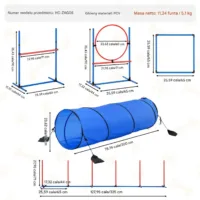 Sprzęt do treningu zwinności dla psa 5 elementów niebieski - płotki tunele
