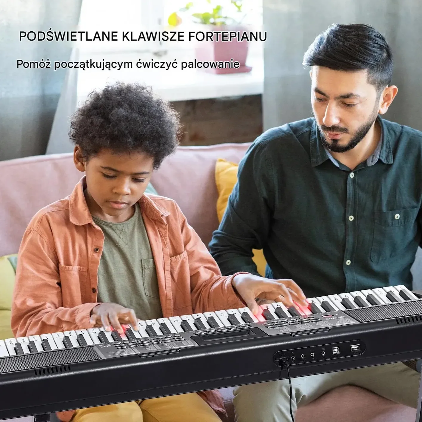 Keyboard 61 klawiszy przenośny z regulowanym stojakiem do nauki i koncertów - obrazek 4