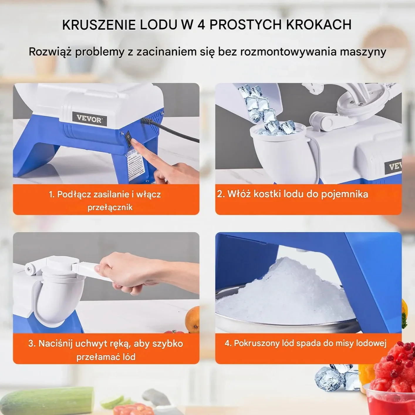 Lodówka elektryczna kruszarka do lodu 180W 80kg/h – do koktajli - obrazek 4