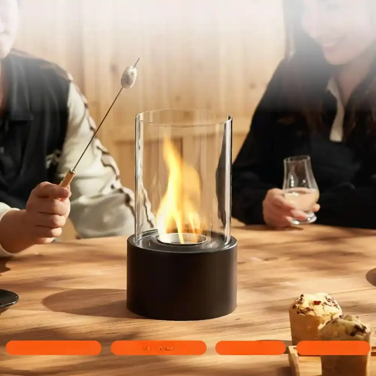 Biokominek kominek wolnostojący na taras stół szyba ogrodowy stojący 28.5cm - obrazek 2