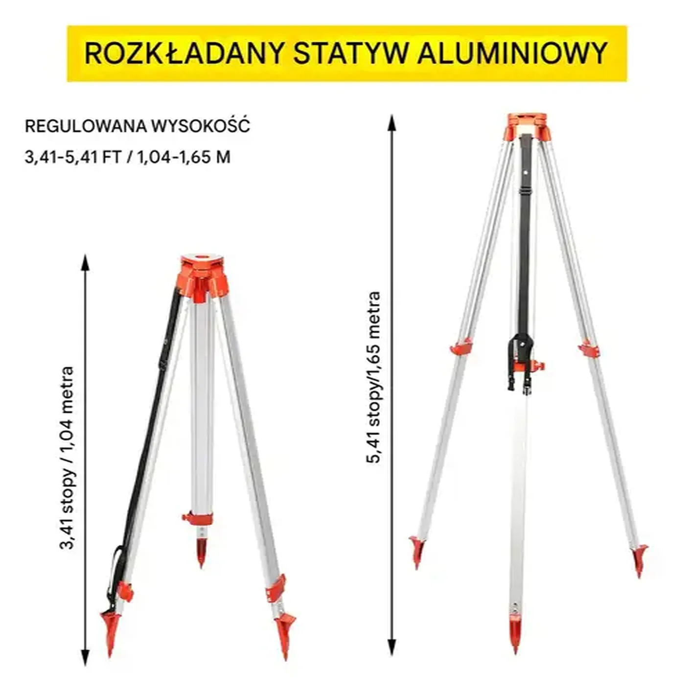 Poziomica laserowa obrotowa zielona 500m 360° z statywem i tyczką 5m - obrazek 4