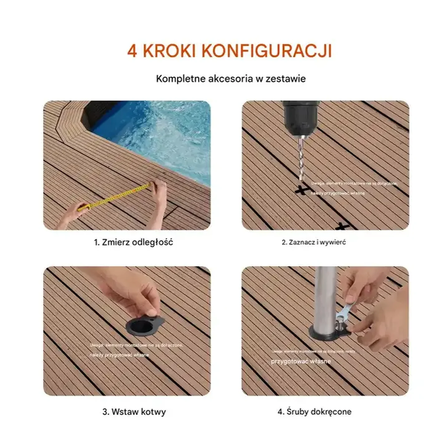 Poręcz basenowa ze stali nierdzewnej 117x94cm antypoślizgowy uchwyt basen - obrazek 4