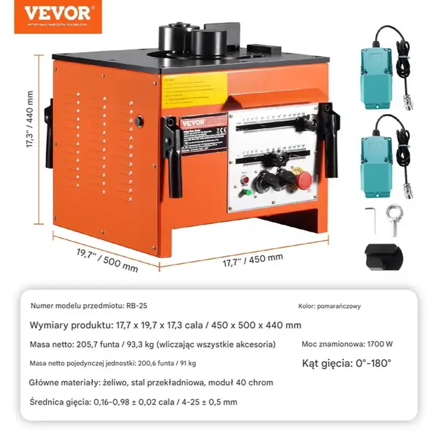 Elektryczna stołowa giętarka do rur 1700 W 4-25 mm - obrazek 2