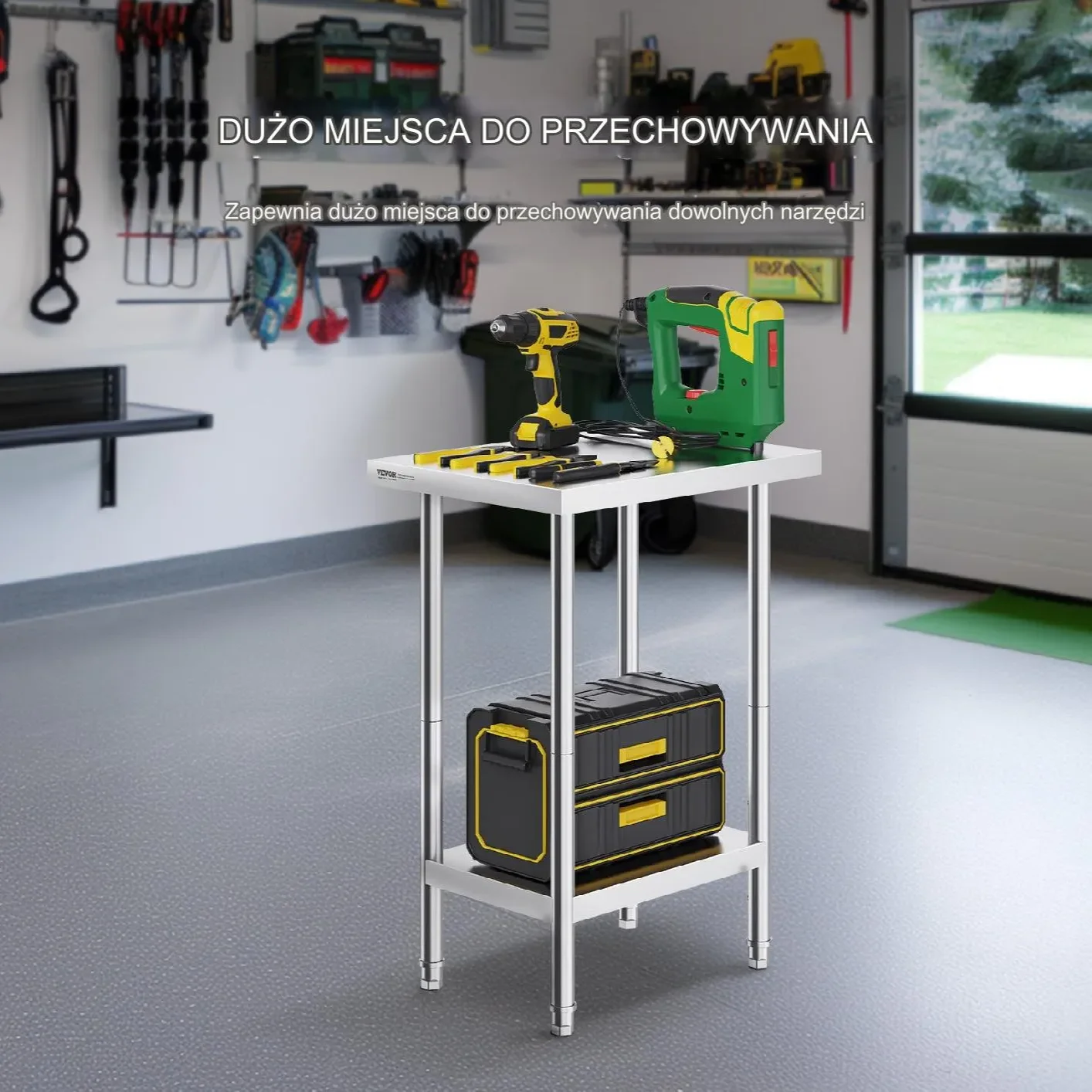 Stół gastronomiczny nierdzewny 60x45cm wolnostojący z półką do kuchni - obrazek 3