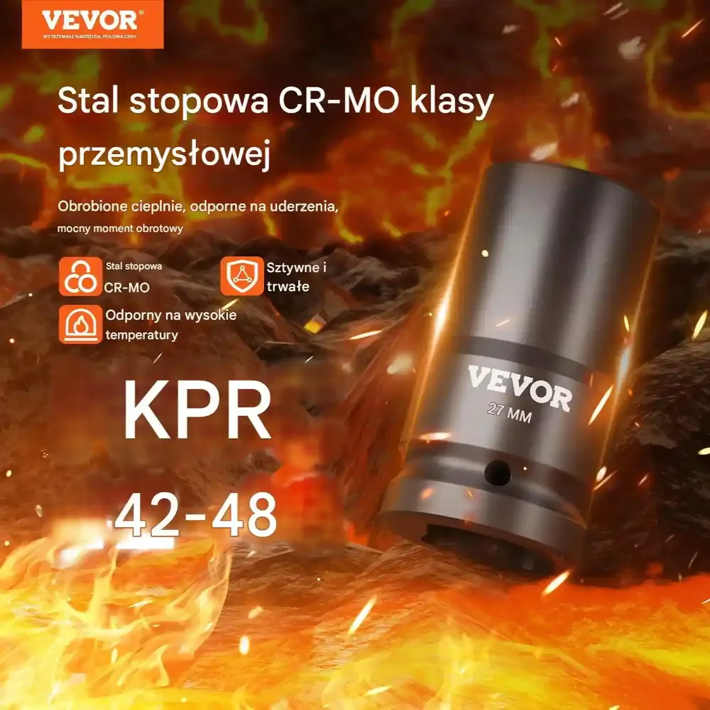 Nasadki udarowe 8 el 6-pkt 2,5 cm zestaw z grzechotką, walizka - obrazek 3