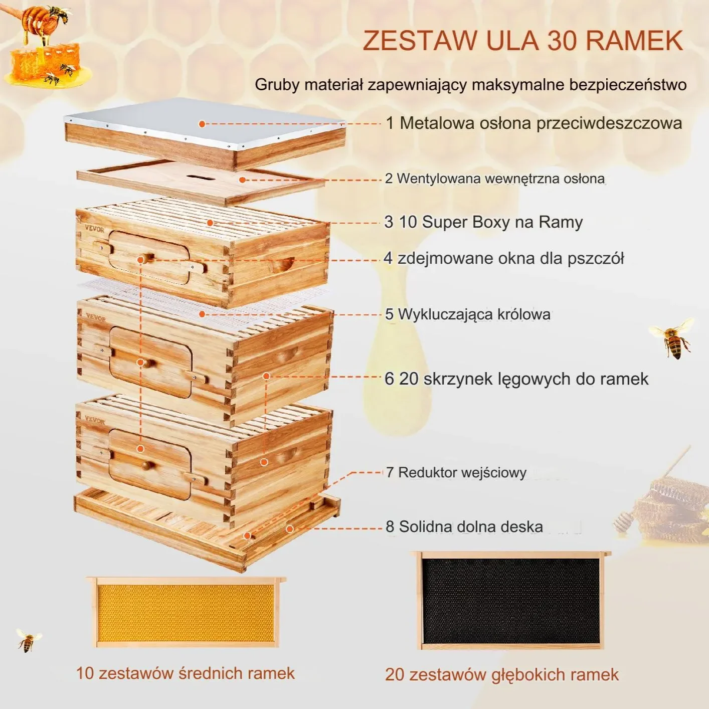Ul Drewniany 2 Głębokie + Średni 30 Ramek - obrazek 4