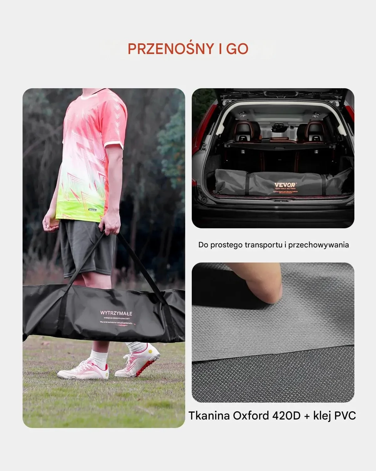 Bramka piłkarska 12x6ft składana z siatką torba trening ogród - obrazek 2