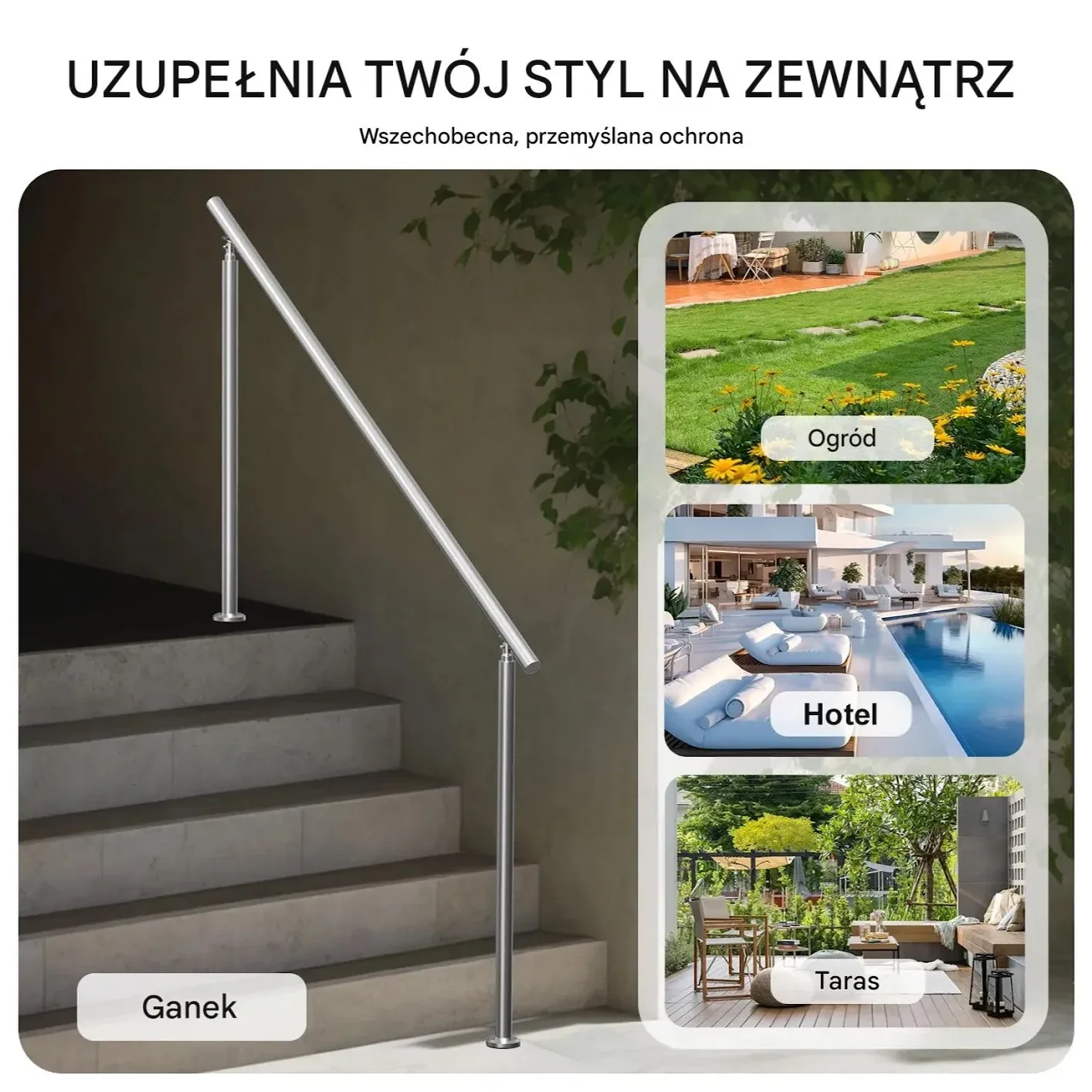 Poręcz schodowa 180 cm stal nierdzewna 2-kolumnowa zestaw montażowy - obrazek 6