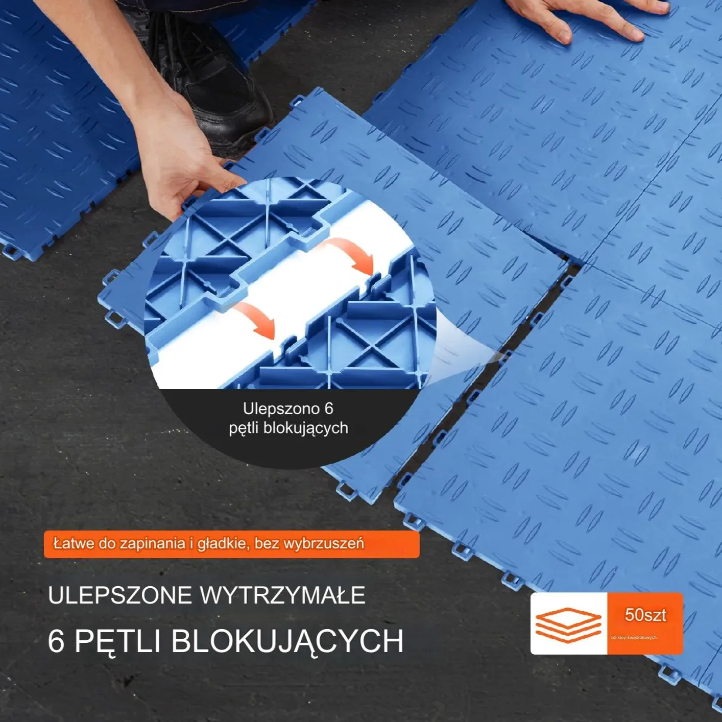 Płytki garażowe 30x30cm 50szt antypoślizgowe podwójna tekstura niebieskie - obrazek 4