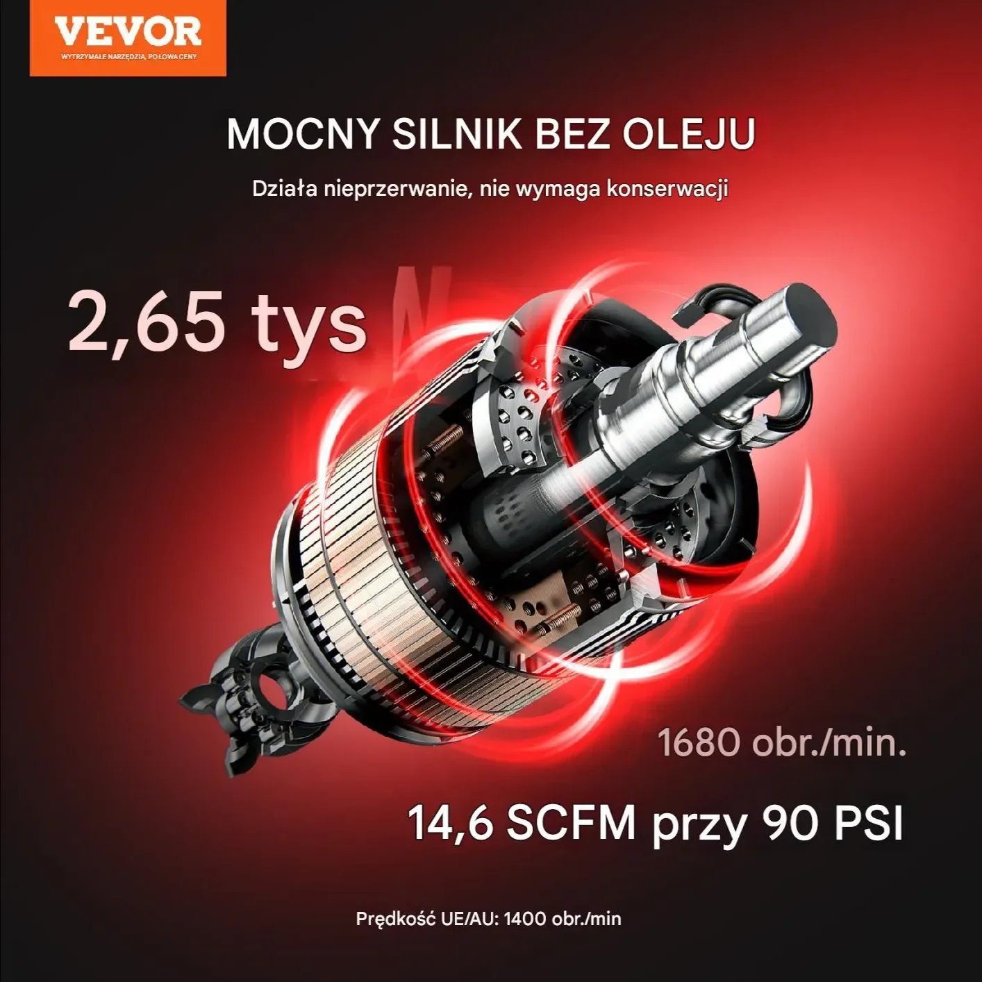 Kompresor powietrza 75L 90PSI – bezolejowy przenośny do warsztatu - obrazek 6