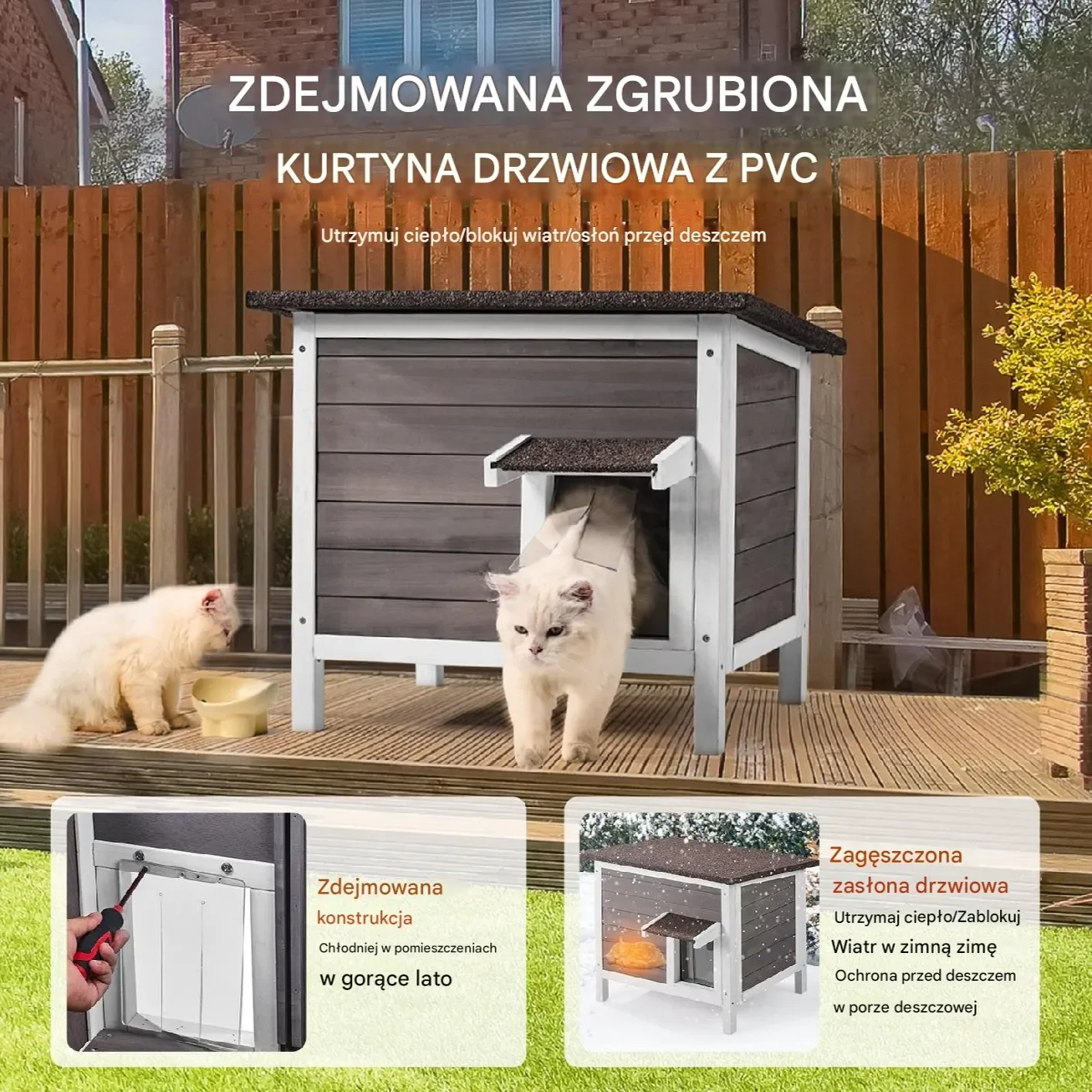 Zewnętrzny Dom dla Kota 61 cm - obrazek 4