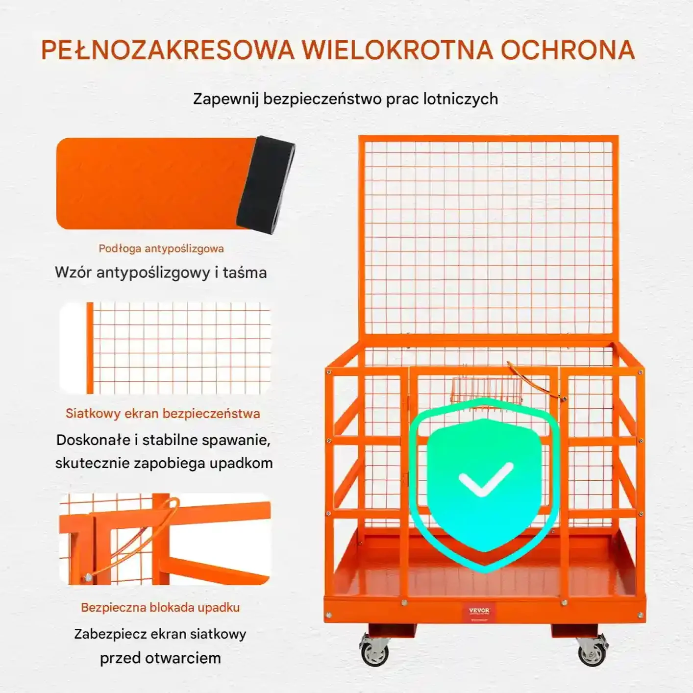 Klatka robocza do wózka widłowego 635kg platforma 109×114cm prace wysokości - obrazek 5