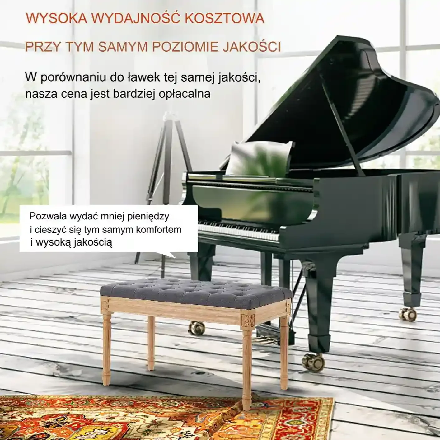 Siedzisko ławka szara przedpokój tapicerowana pufa do przedpokoju ławeczka - obrazek 4