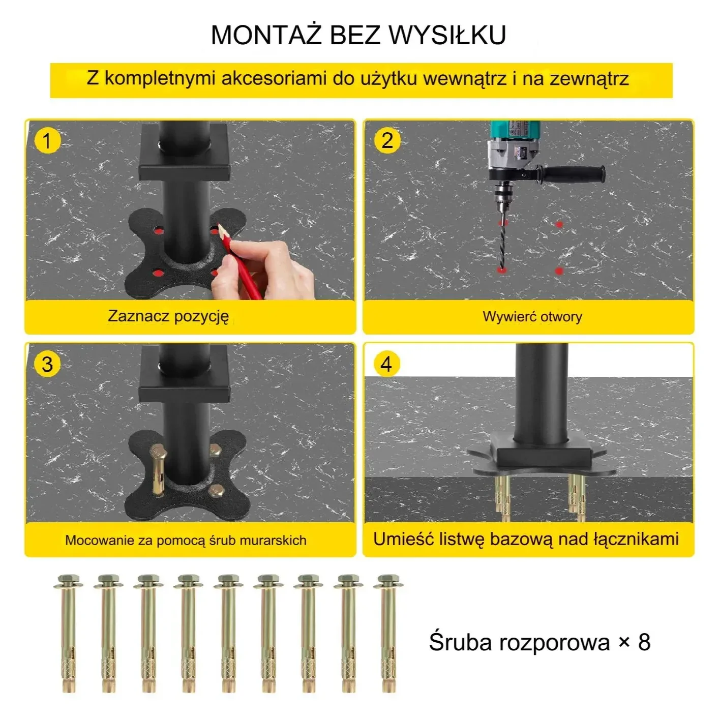 Zestaw Poręczy do Schodów Zewnętrznych 0-5 Stopni - obrazek 4