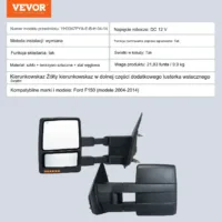 Lusterka holownicze Ford F150 2004-2014 podgrzewane LED regulowane czarne