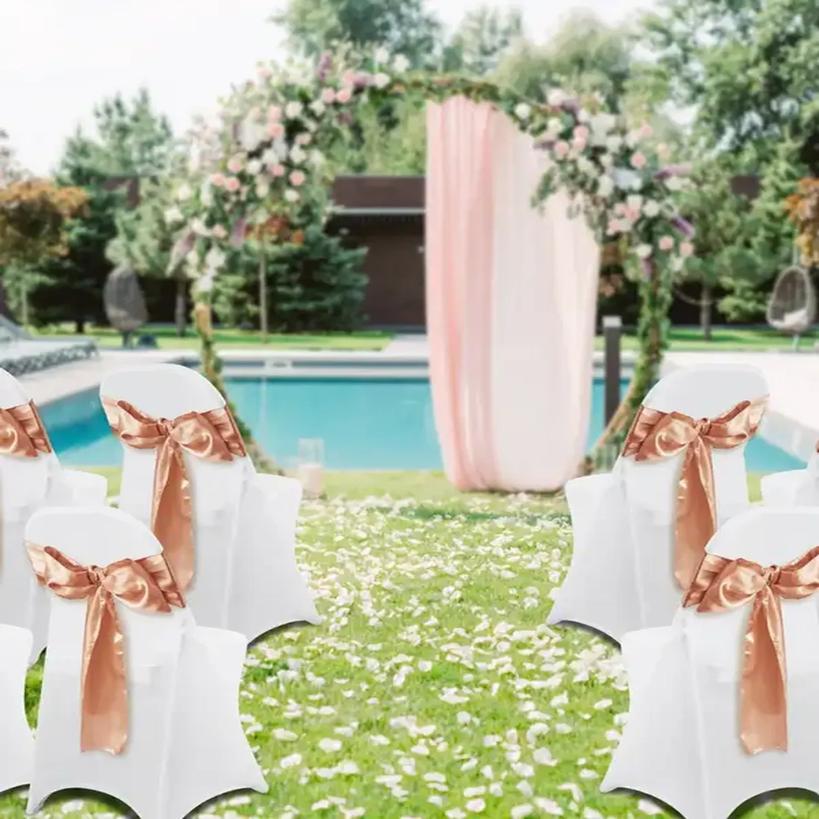 Pokrowiec na krzesło bankietowe ślubne 100 szt. białe - obrazek 3