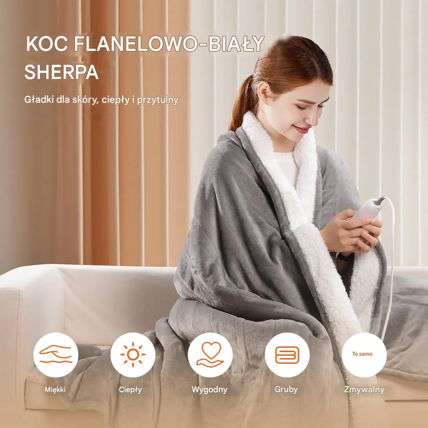 Podgrzewany Koc Narzuta 130 x 180 cm - obrazek 2