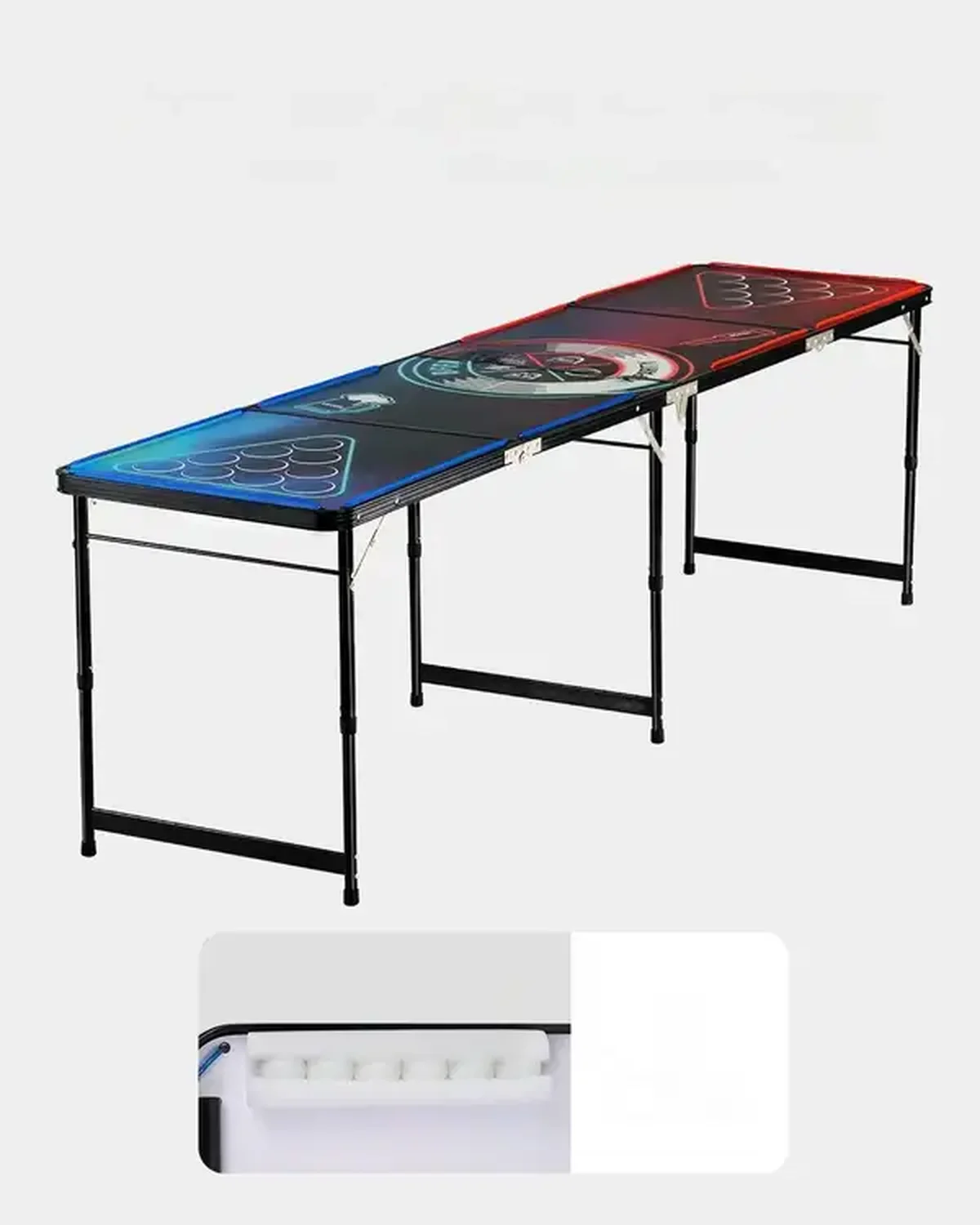 Stół do beer ponga z regulacją wysokości składany gra towarzyska 2,4m + LED - obrazek 6