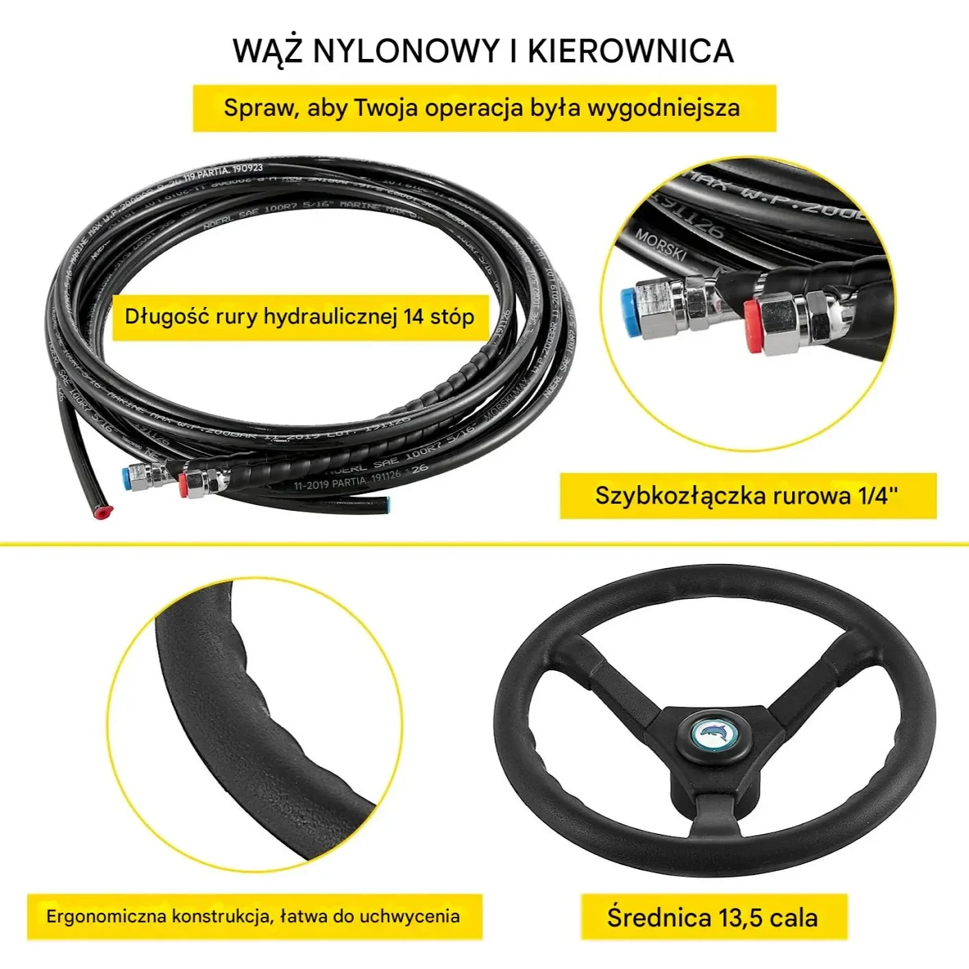 Hydrauliczny zestaw sterowania do łodzi 300 HP pompa wąż 14 stóp - obrazek 4