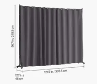 Parawan pokojowy 308x245cm na kółkach składany wolnostojący szary