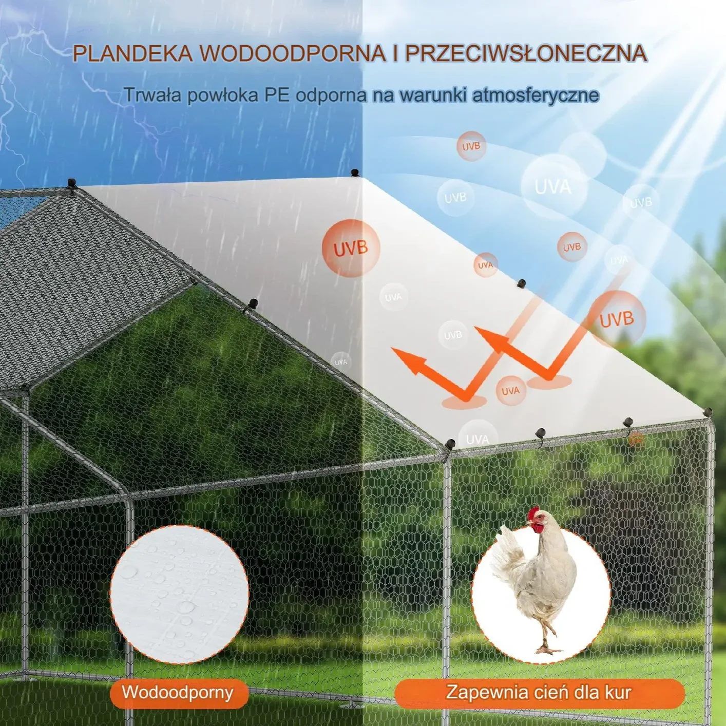 Duża Klatka Wybieg dla Kurczaków 8 x 3 x 2 m - obrazek 4