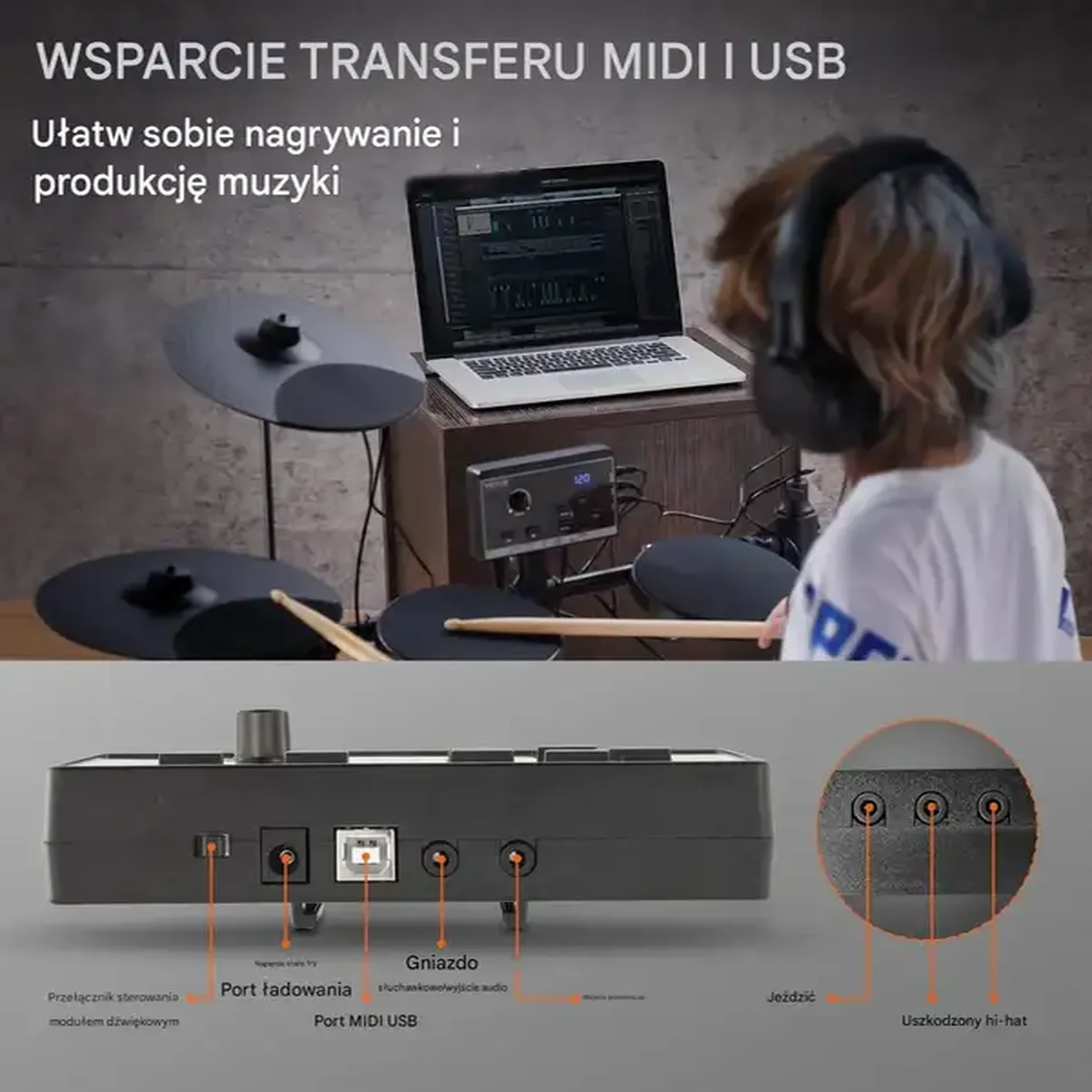 Zestaw perkusyjny elektroniczny 15 zestawów 150 dźwięków dla początkujących - obrazek 5