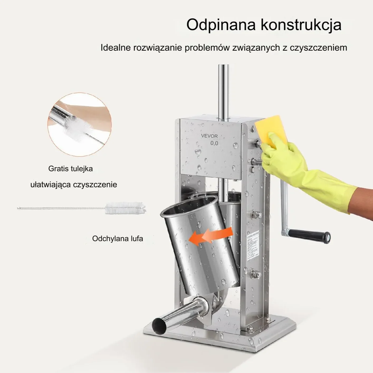 Nadziewarka do kiełbas 3L pionowa stal nierdzewna 2 prędkości - obrazek 2