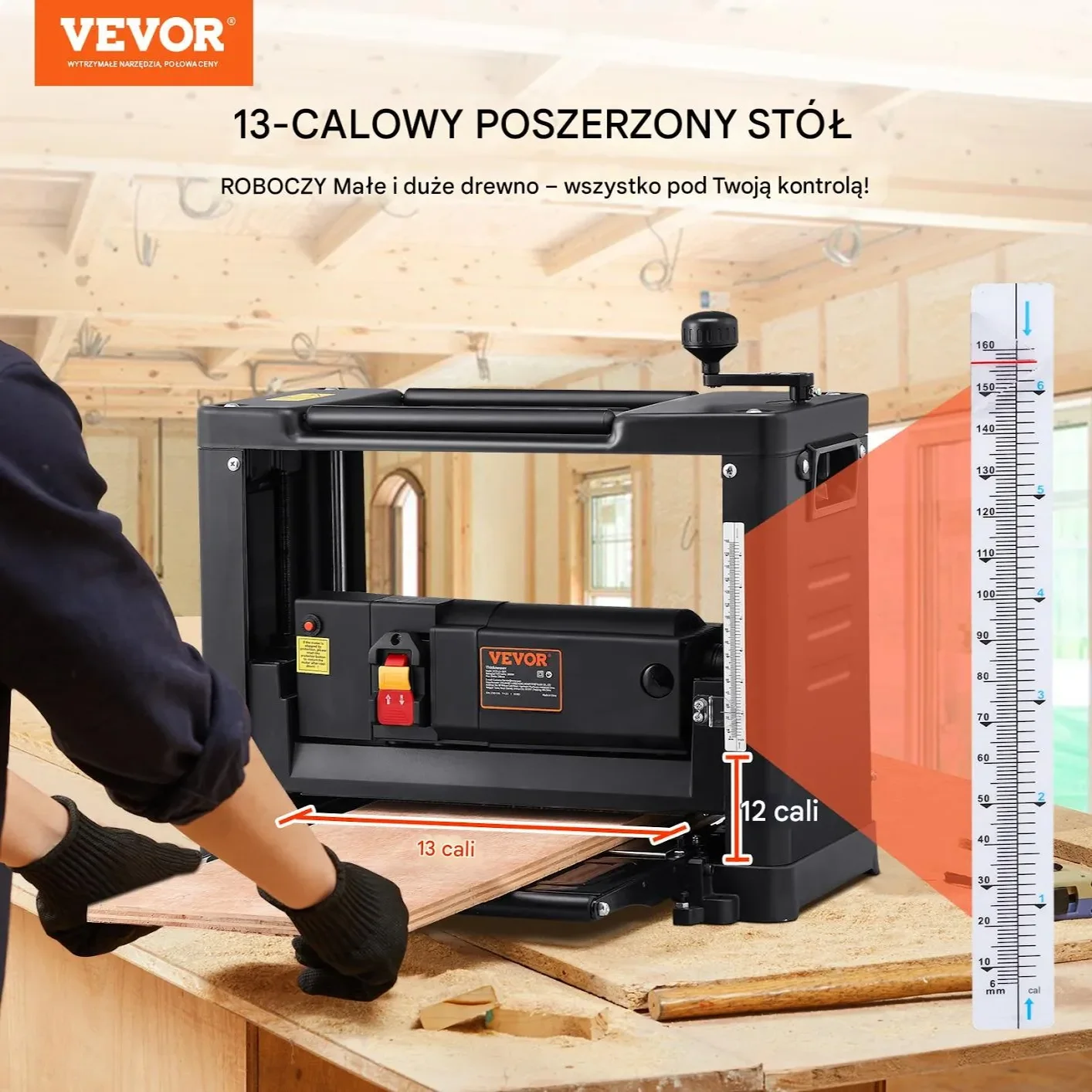 Strugarka grubościówka 33cm 2000W 2 noże cicha twarde i miękkie drewno - obrazek 6