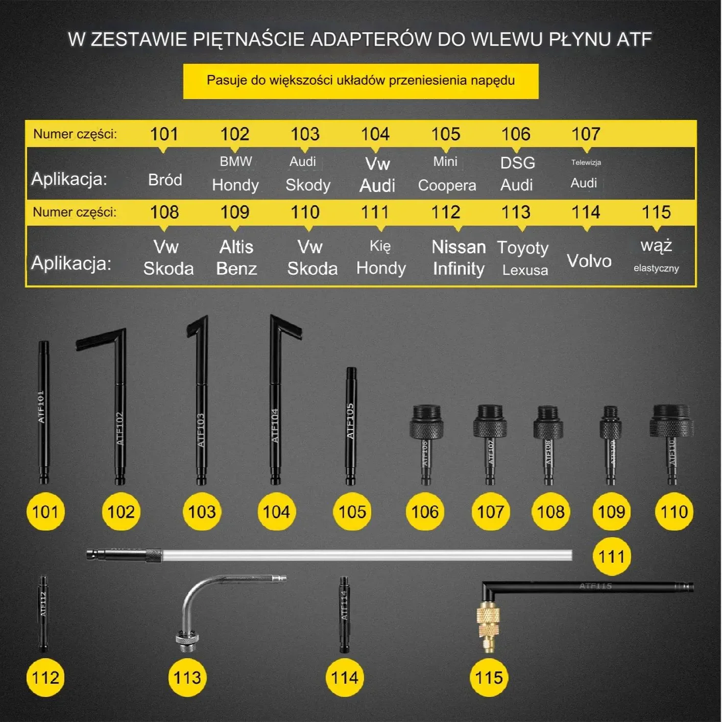 Ręczna pompa ATF 7,5 L do skrzyni biegów z 15 adapterami - obrazek 2