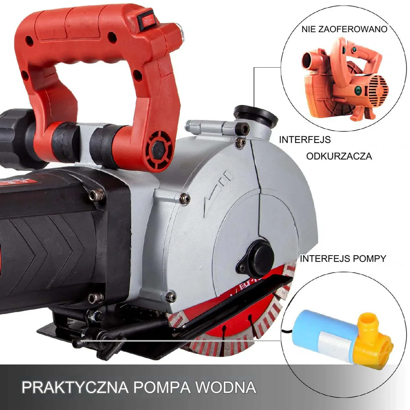 Bruzdownica do ścian betonu przecinarka 2500W laser 5 tarcz głębokość 34mm - obrazek 4