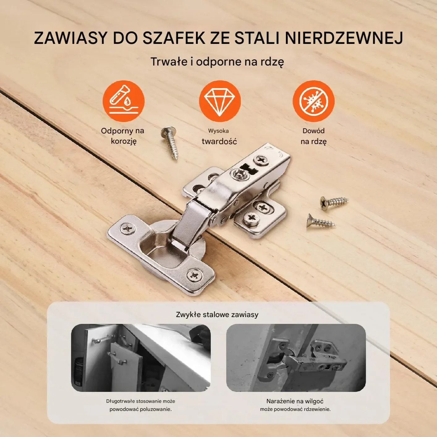 Zawiasy do Drzwi Szafek – Zestaw 50 sztuk - obrazek 2