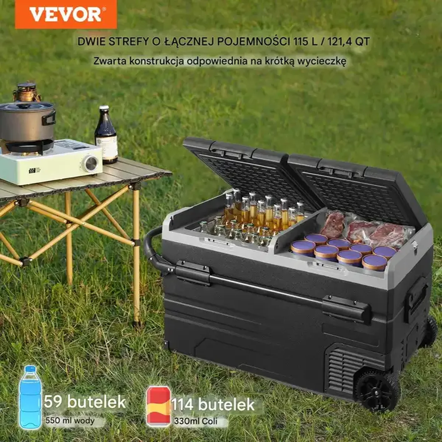 Lodówka turystyczna samochodowa z zamrażalką kompresorowa 115L 80 W - obrazek 3