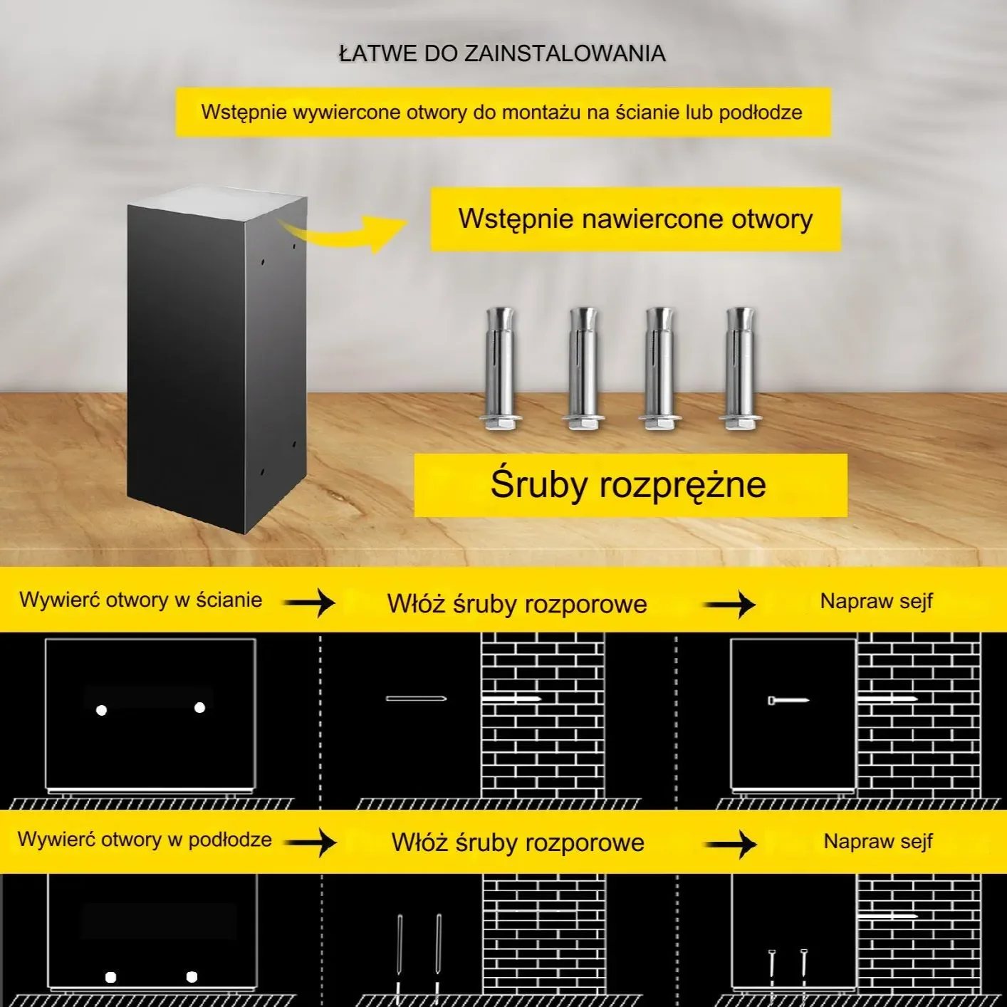 Sejf na szyfr elektroniczny kasetka kasa pancerna domowy +klucz 74 L - obrazek 4