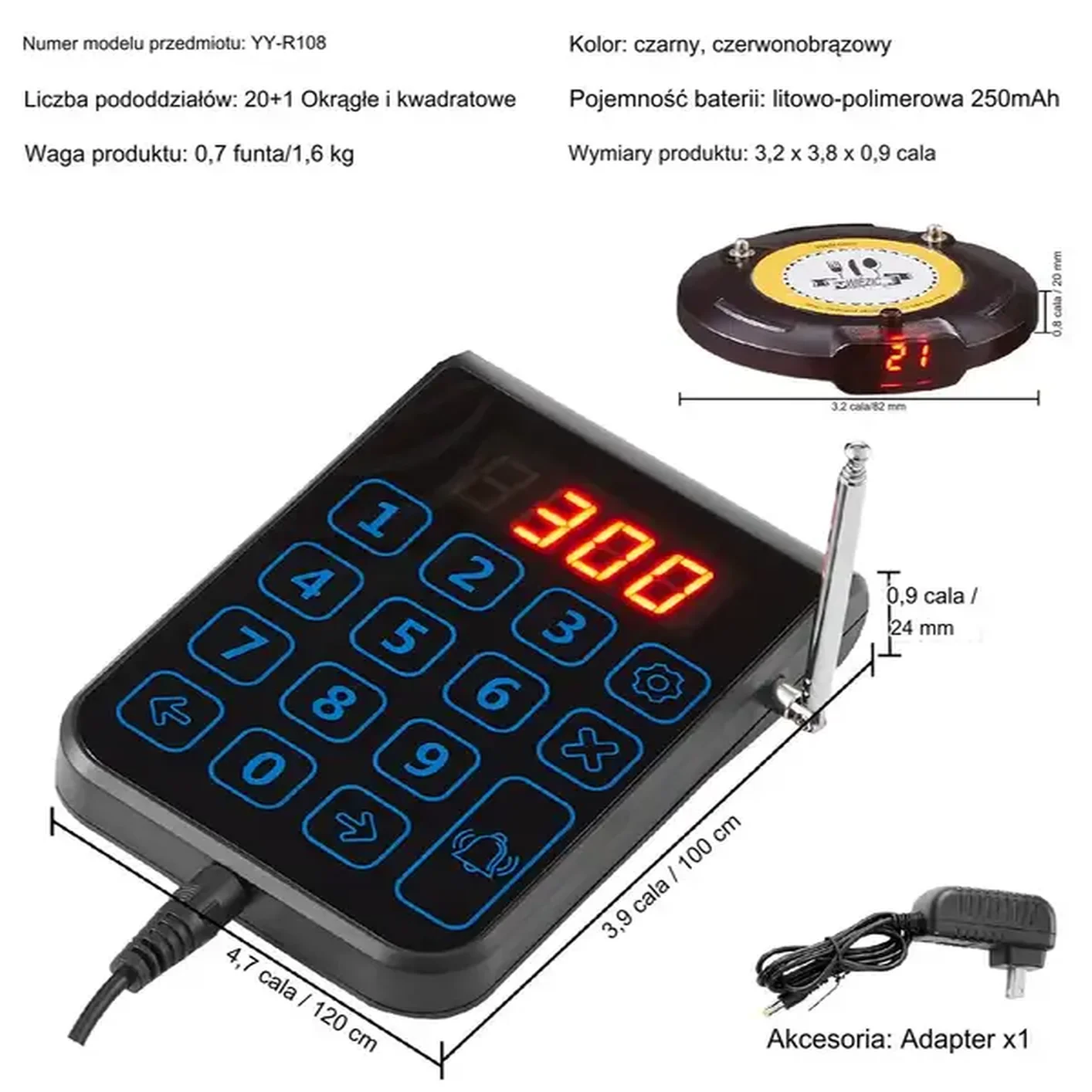 Pager Restauracyjny System Przywoławczy 20 Pagerów - obrazek 2