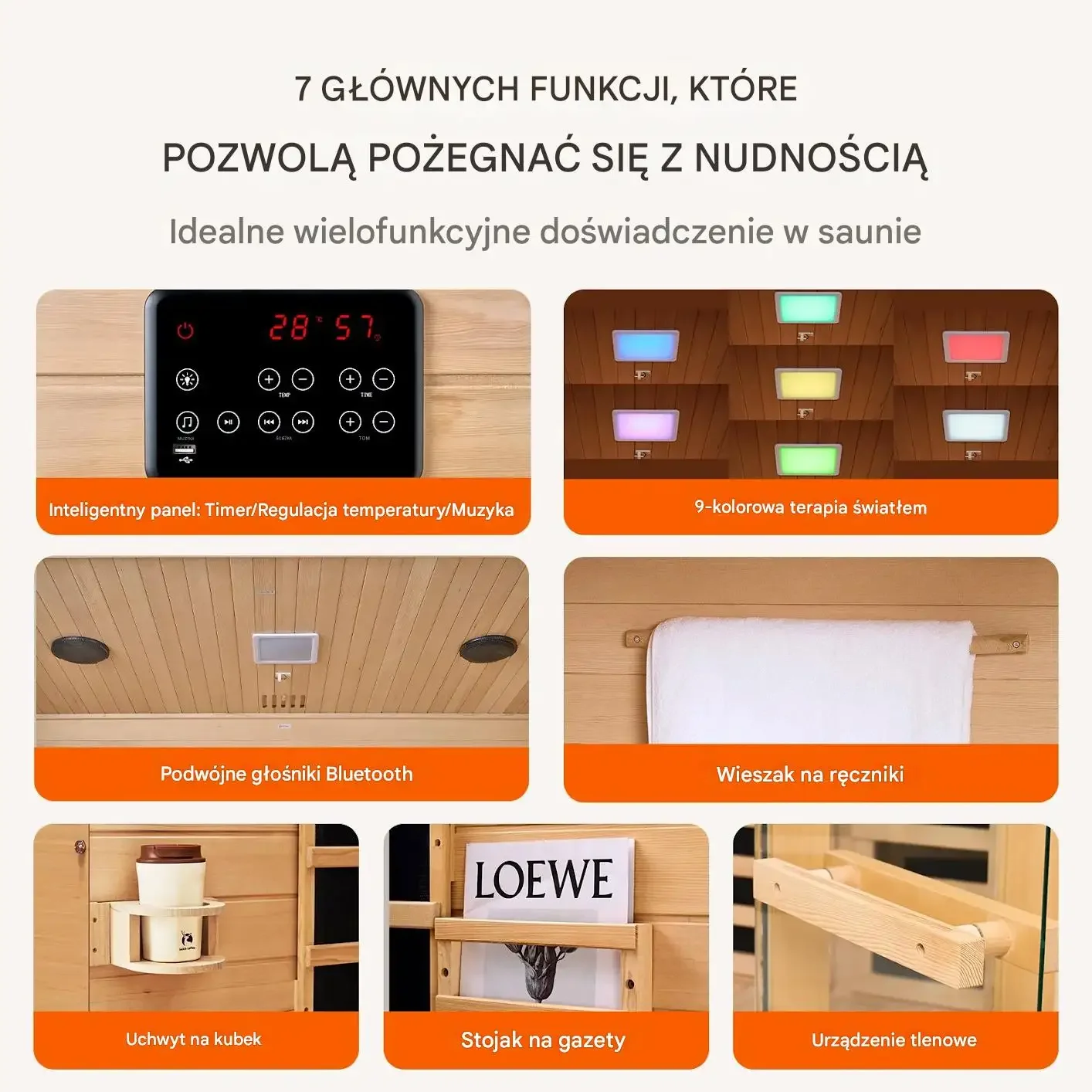 Sauna domowa na podczerwień 3-4 osoby drewniana hemlok niskie EMF do domu - obrazek 4