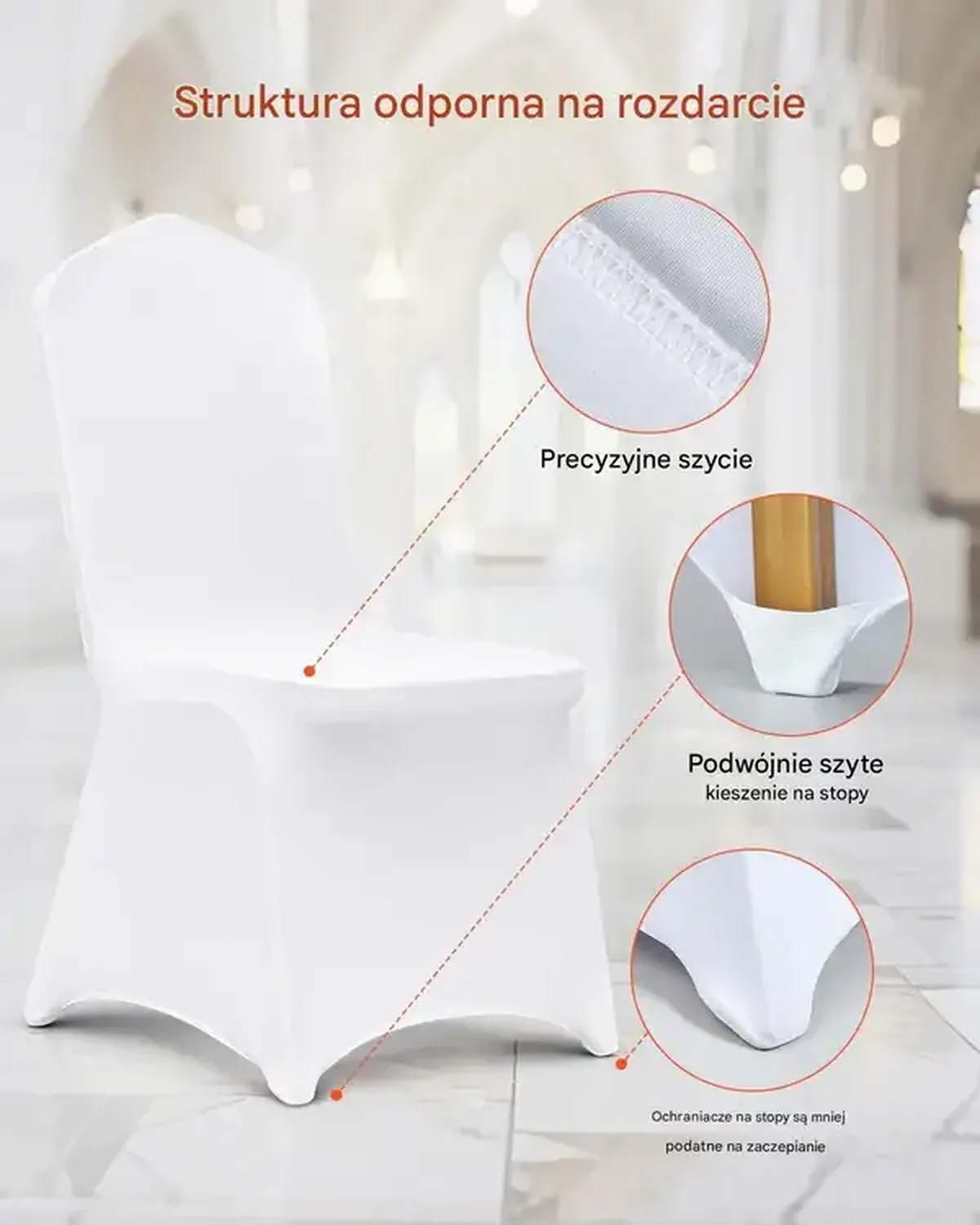 Pokrowce na krzesła 100 szt. spandex elastyczne - do ślubów i bankietów - obrazek 5