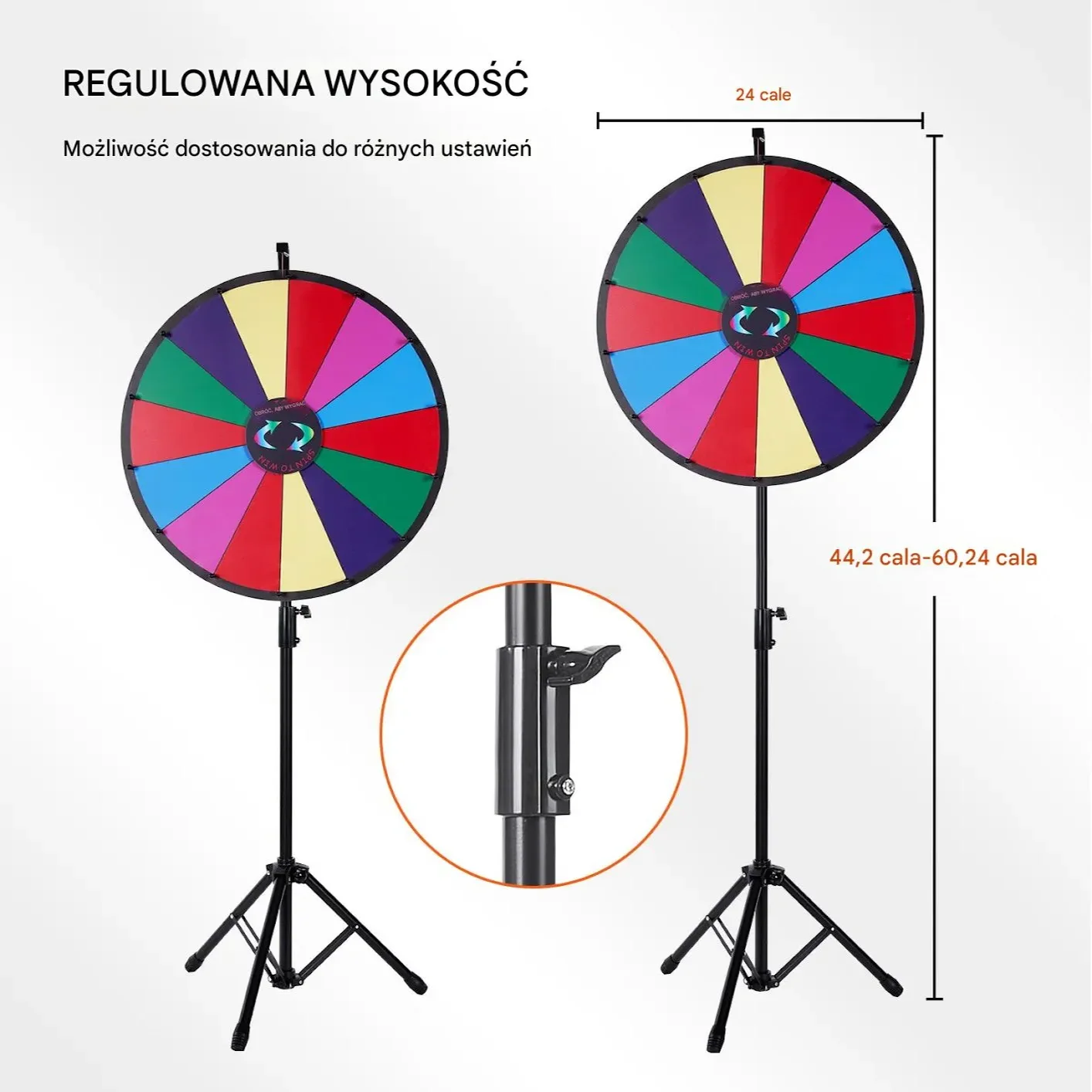 Koło obrotowe 60cm stojące 14 pól suchościeralne gra impreza konkurs - obrazek 3