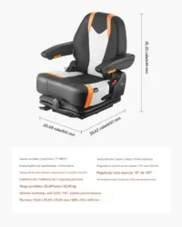 Fotel do wózka widłowego amortyzowany z podłokietnikami i pasem do maszyn