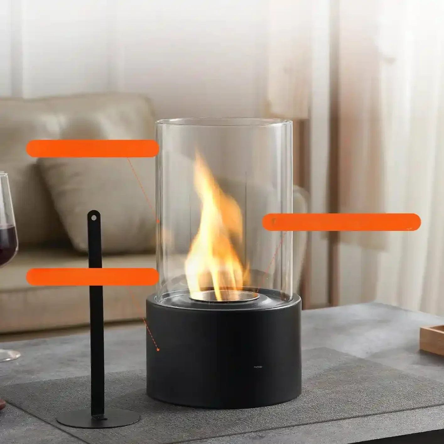 Biokominek kominek wolnostojący na taras stół szyba ogrodowy stojący 28.5cm - obrazek 3