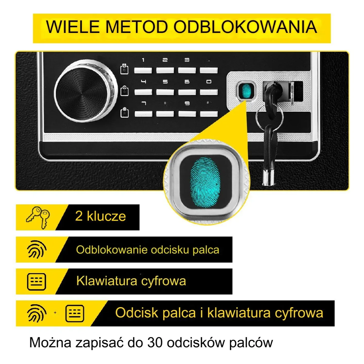 Sejf Domowy Skrytka Kasetka na Klucz Mocny Solidny 60 l - obrazek 2