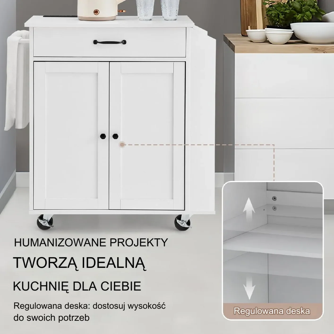 Wózek Kuchenny Szafka na Kółkach z Listwą Ładującą - obrazek 5