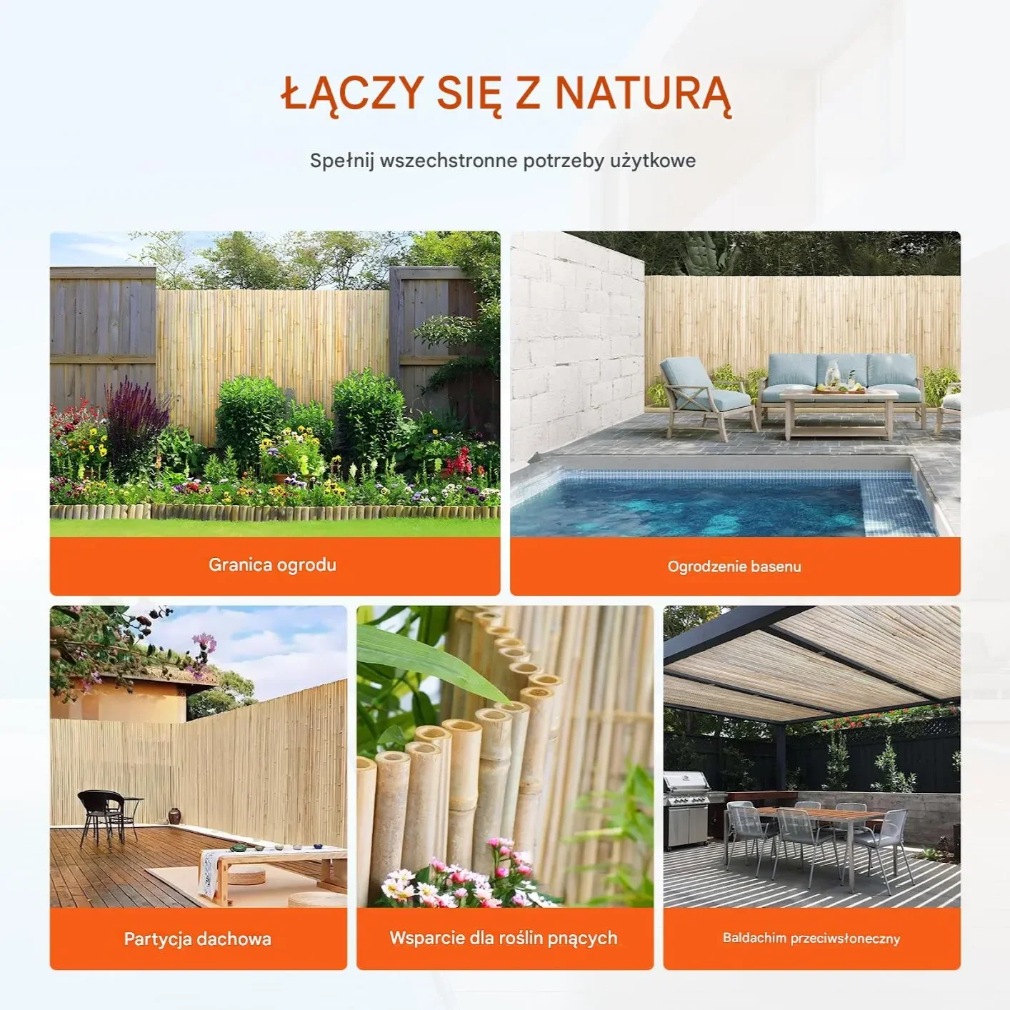 Mata bambusowa 1,2x2,4 m naturalna, dekoracyjna, do ogrodu i domu - obrazek 2