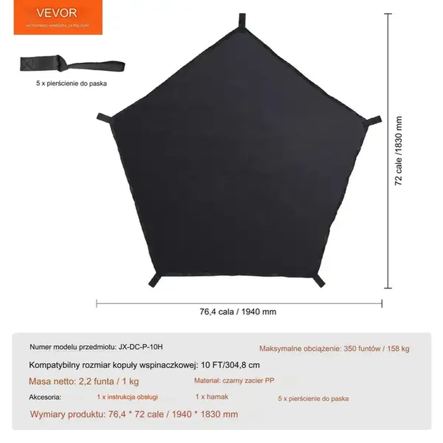 Hamak dziecięcy do kopuły 10ft 160kg plac zabaw relaks ogród zadaszenie - obrazek 5