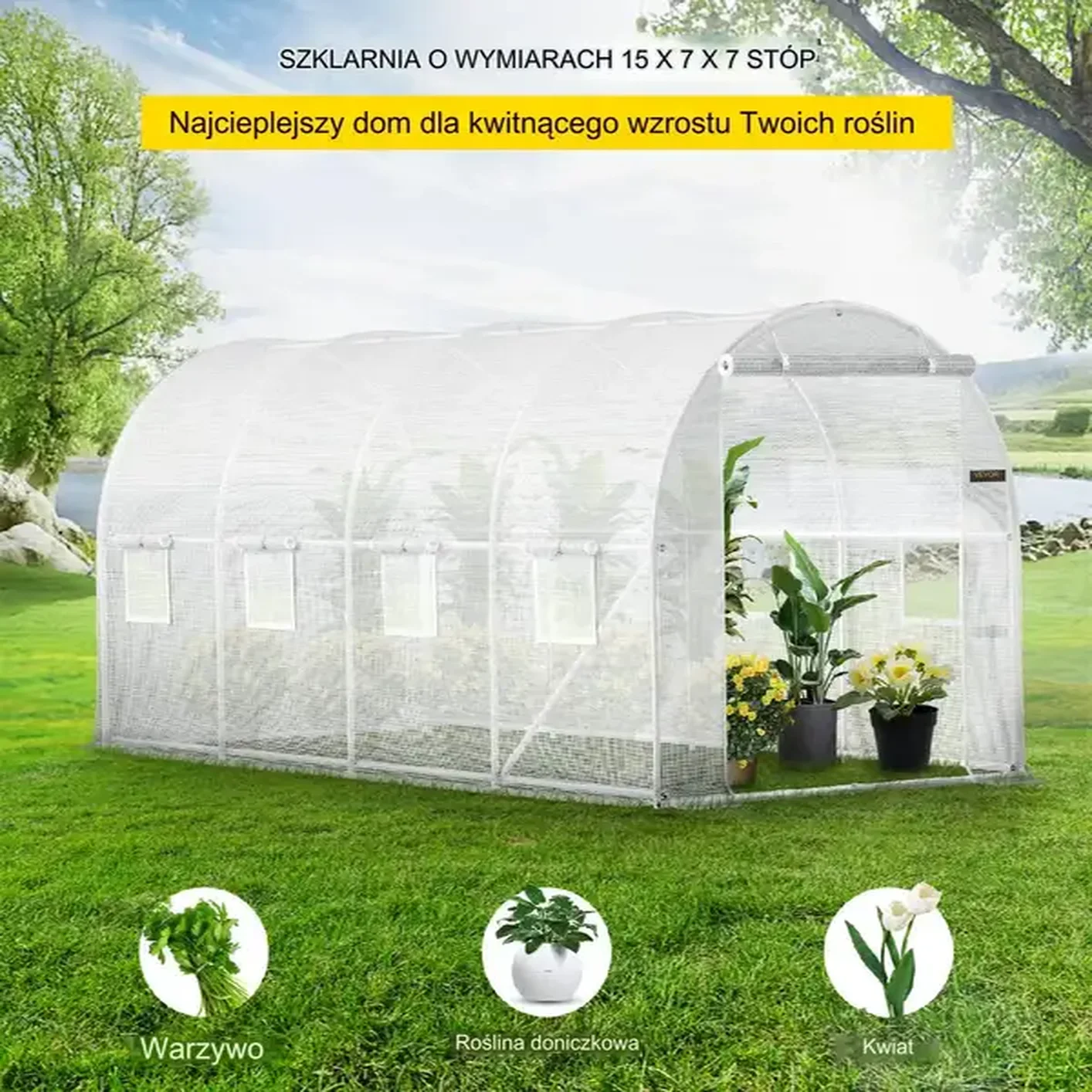 Szklarnia ogrodowa tunel foliowy 4,6x 2,1x2,1 m - obrazek 4