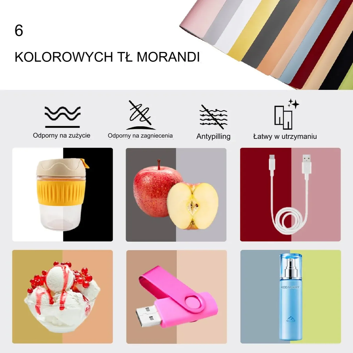 Lampa do mini studia fotograficznego 41x40x39 cm z 6 teł kolorowych - obrazek 2