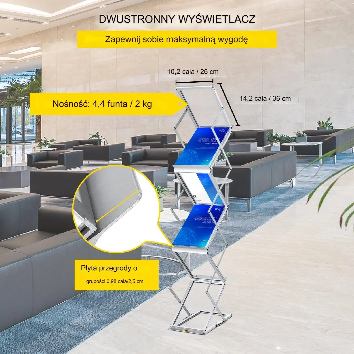 Stojak ekspozytor na ulotki menu informacyjny gazety a4 składany - obrazek 2