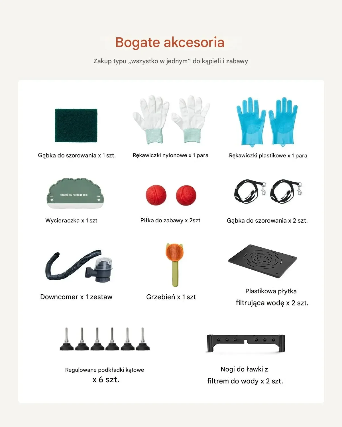 Wanna groomerska 127 cm stal nierdzewna rampa filtr prysznic drzwi prawe - obrazek 6