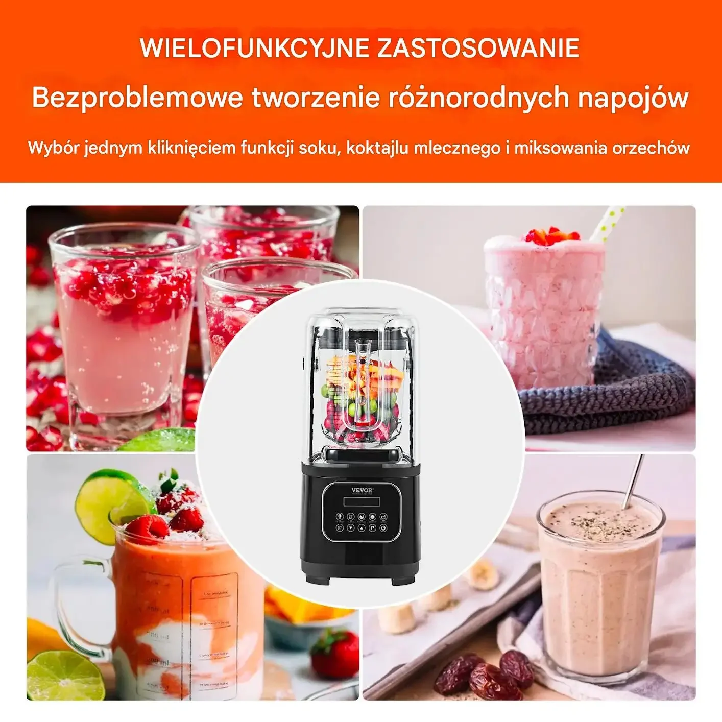 Blender gastronomiczny kielichowy 2l 9 biegów stalowy koktajle lód - obrazek 5